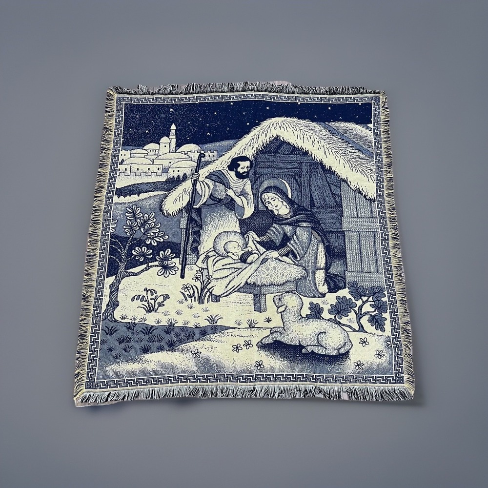 Mohawk Rug & Textiles Nativity Woven Christmas Tapestry Throw Blanket 51"x 54"